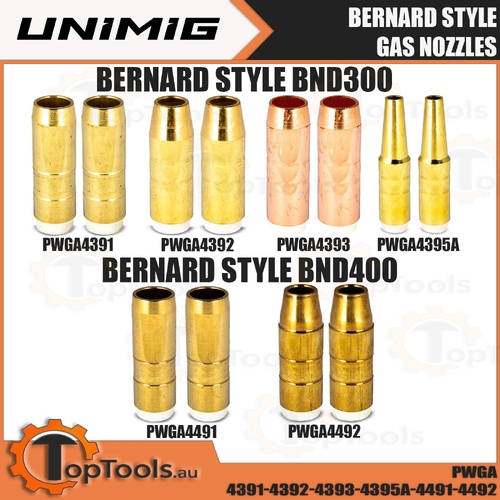 2 x UNIMIG Bernard Style Gas Nozzle Conical Cylindrical BND400 MIG Welding Torch
